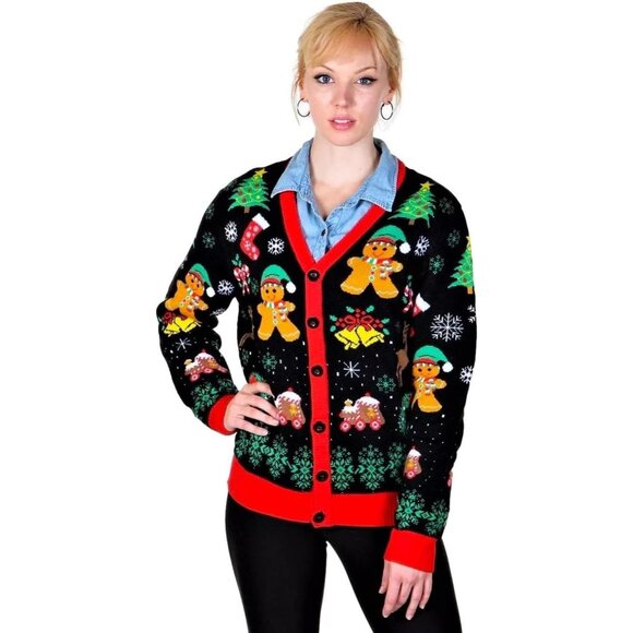 Christmas Sweater Cardigan for Women Funny Pullover Festive Winter Sweater